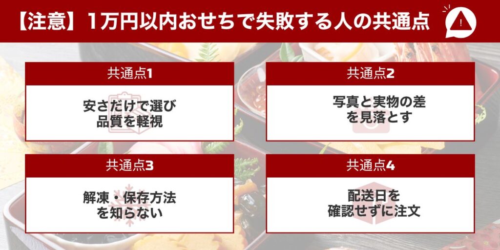 【注意】1万円以内おせちで失敗する人の共通点