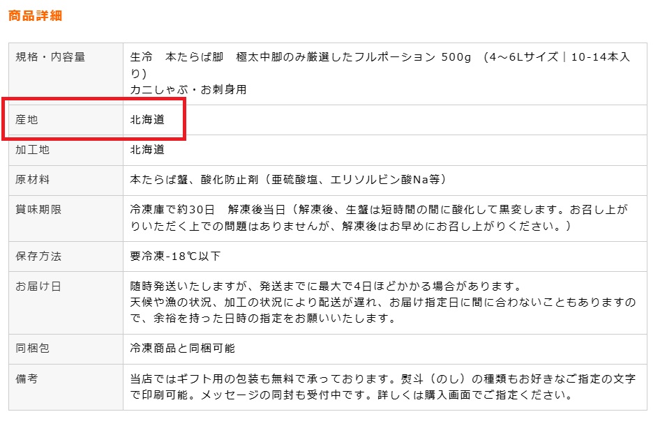 商品説明生産地