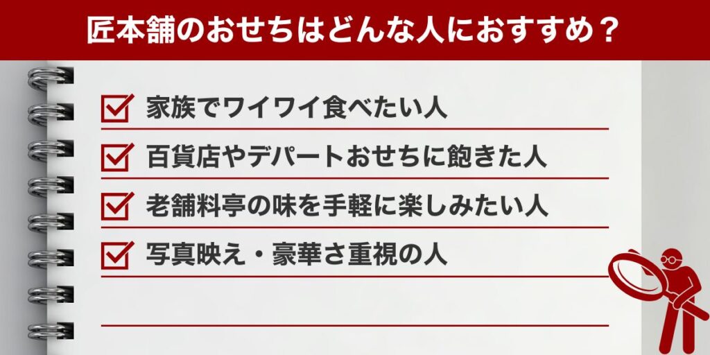 匠本舗のおせちはどんな人におすすめ？