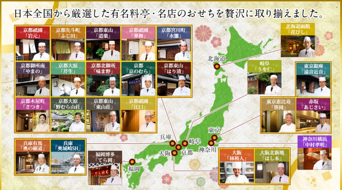 日本全国から厳選した有名料亭・名店おせち