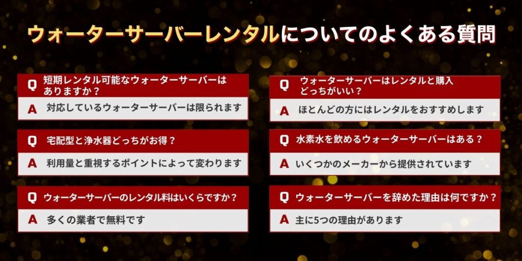 ウォーターサーバーレンタルについてよくある質問