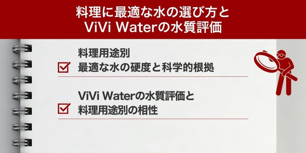 【食のプロが解説】料理に最適な水の選び方とViVi Waterの水質評価