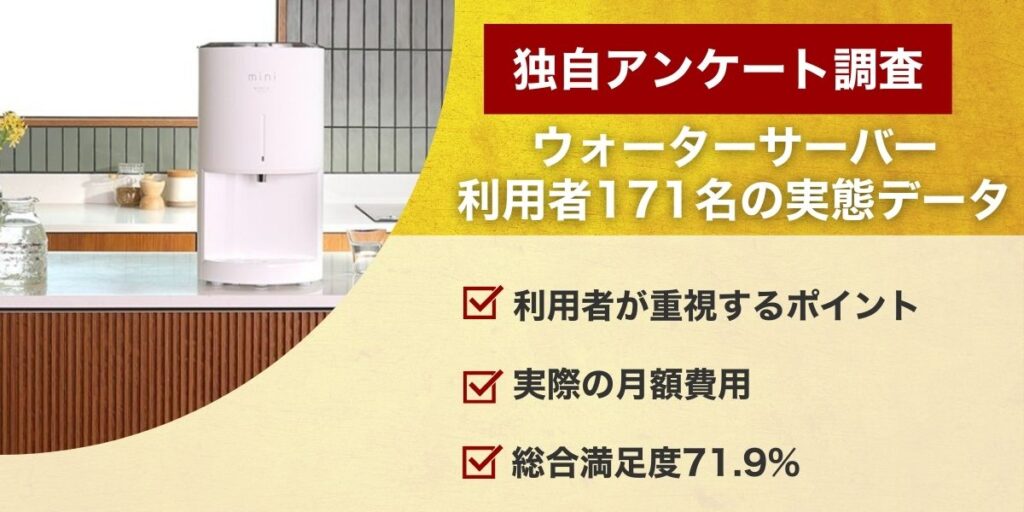 【独自アンケート調査】ウォーターサーバー利用者171名の実態データ