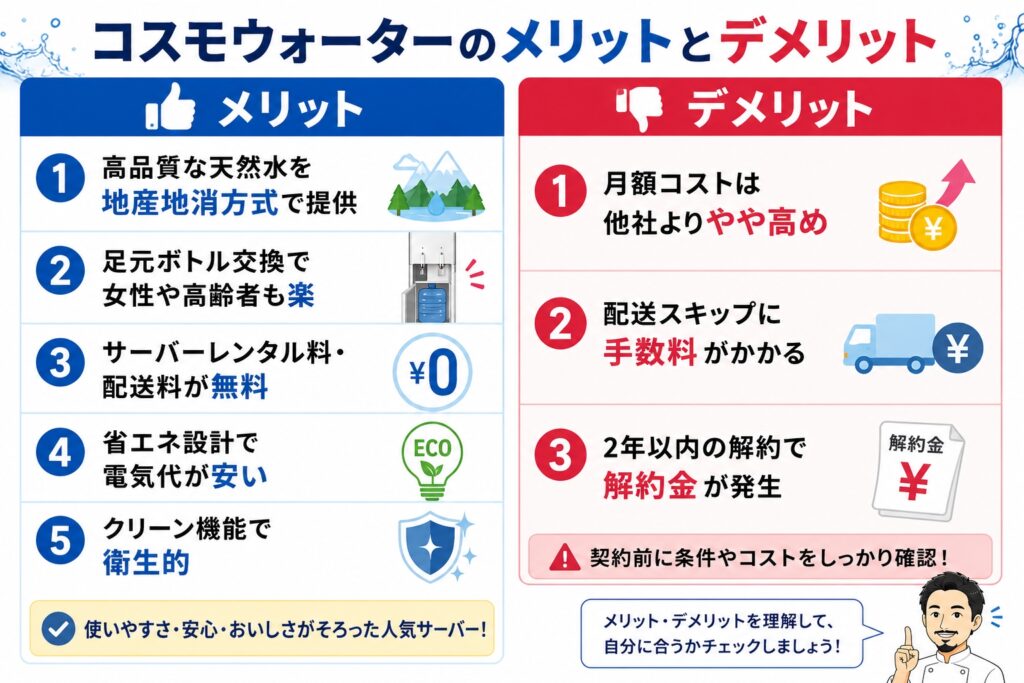 コスモウォーターのメリットとデメリット