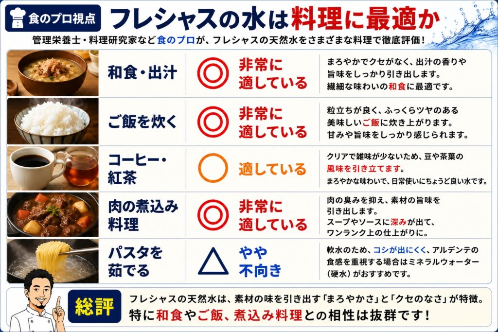 【食のプロ視点】フレシャスの水は料理に最適か