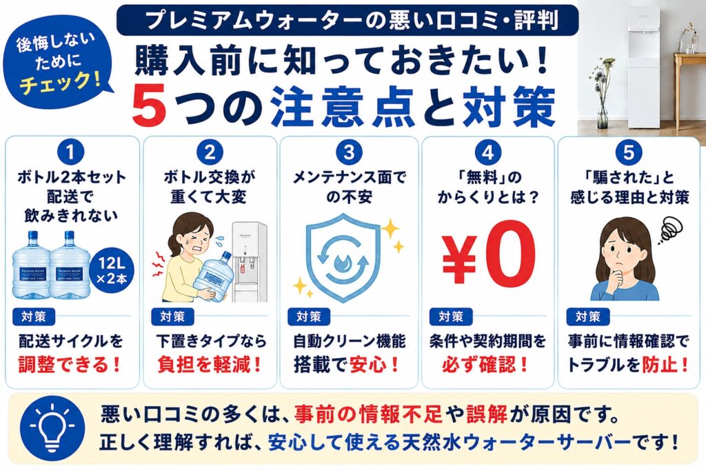 プレミアムウォーターの悪い口コミ・評判｜「騙された」の真相も検証