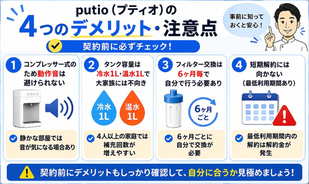 putio(プティオ)の4つのデメリット・注意点【契約前に確認】