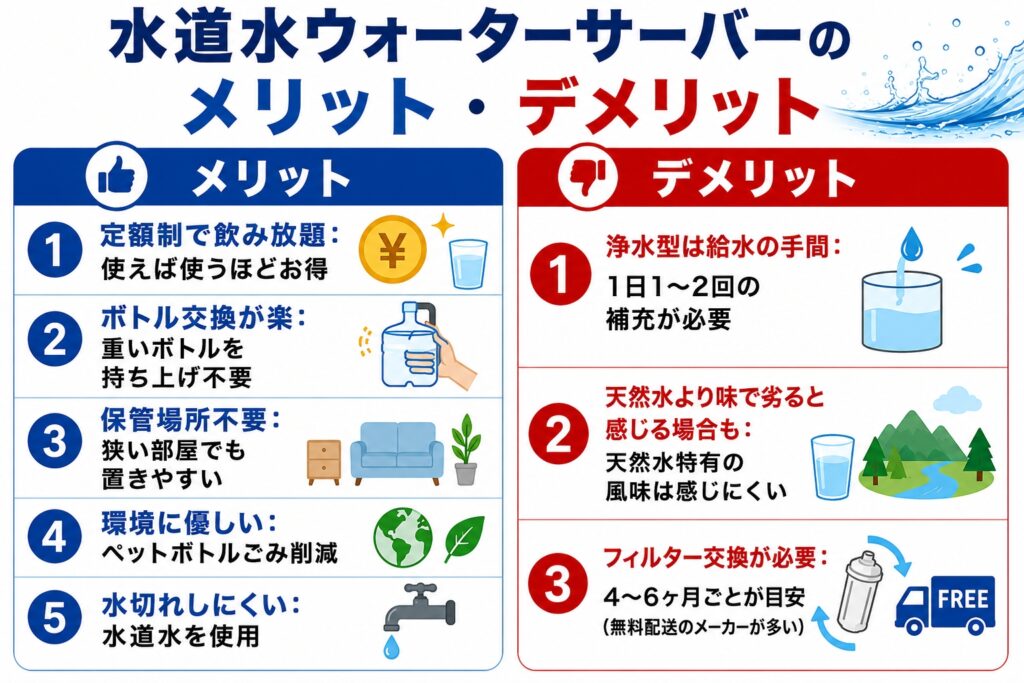 水道水ウォーターサーバーのメリット・デメリット