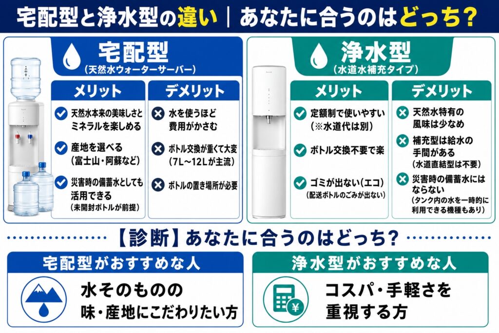 レンタル無料ウォーターサーバーおすすめランキング5選｜浄水型との
