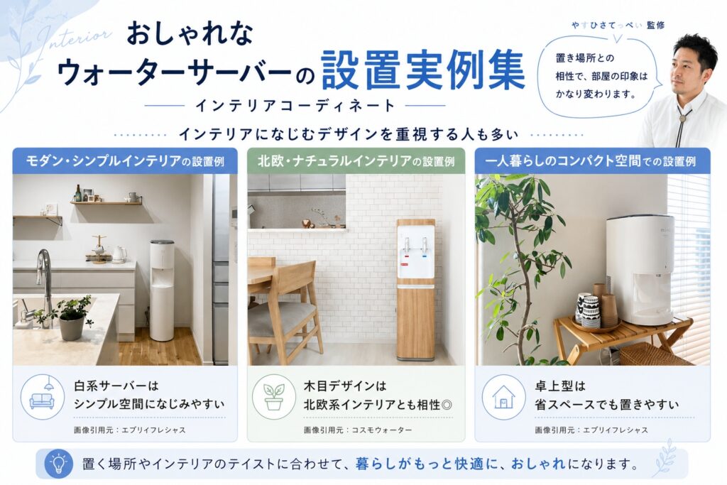 おしゃれなウォーターサーバーの設置実例集｜インテリアコーディネート
