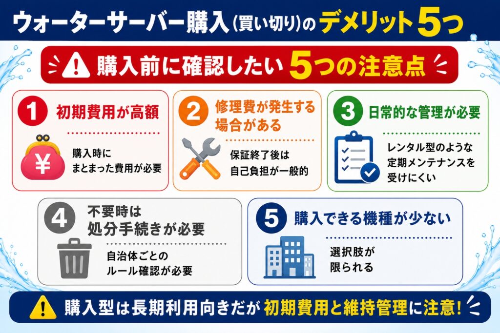 ウォーターサーバー購入（買い切り）のデメリット5つ