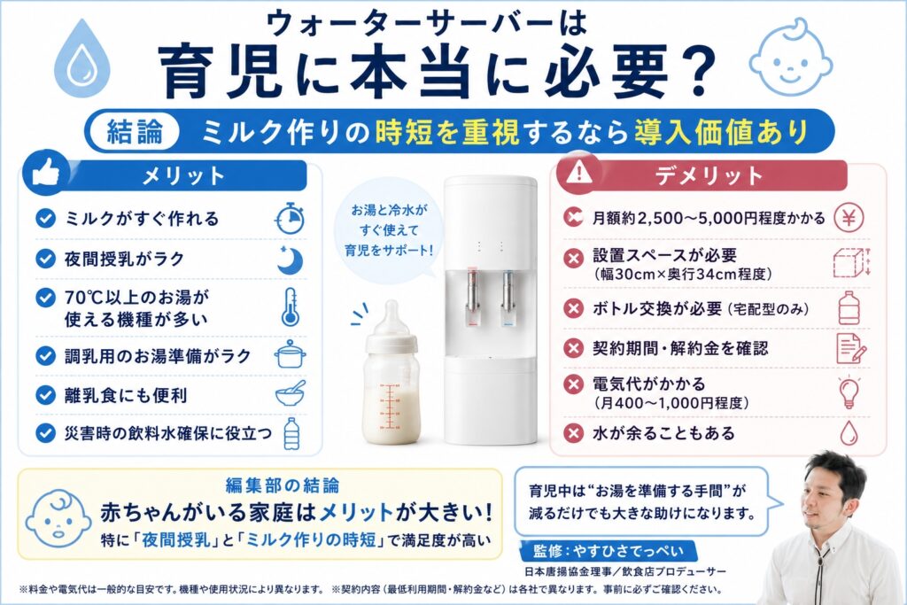 ウォーターサーバーは育児に本当に必要？メリット・デメリットから判断