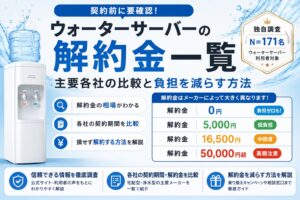 ウォーターサーバーの解約金一覧｜主要各社の比較と負担を減らす方法