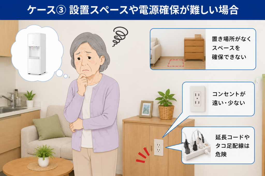 ケース③ 設置スペースや電源確保が難しい場合