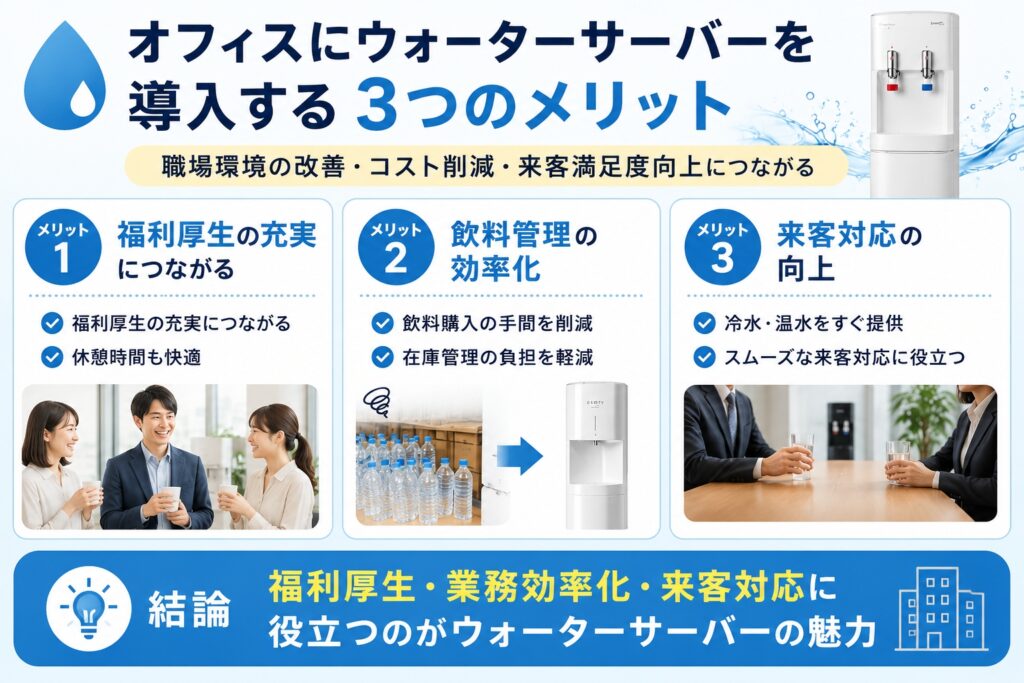 オフィスにウォーターサーバーを導入する3つのメリット