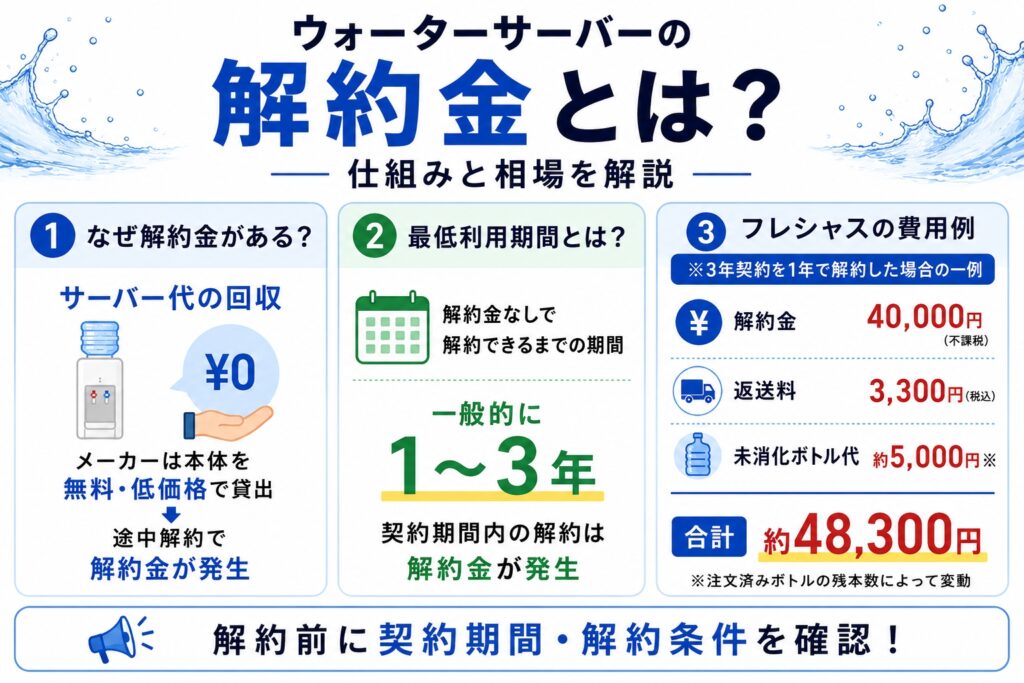 ウォーターサーバーの解約金とは？仕組みと相場をわかりやすく解説