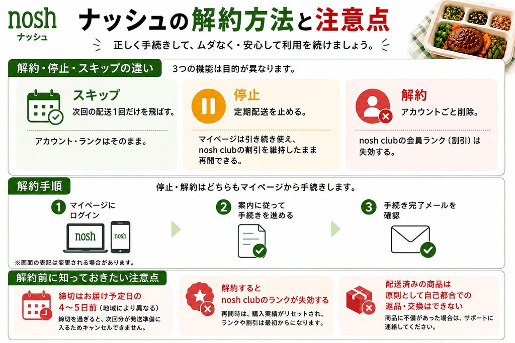 ナッシュの解約方法と注意点