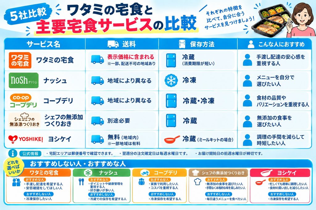 ワタミの宅食と主要宅食サービスの比較