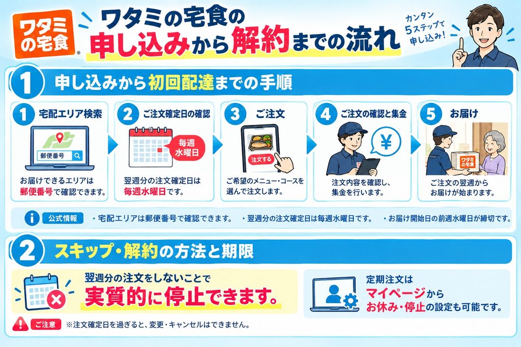 ワタミの宅食の申し込みから解約までの流れ
